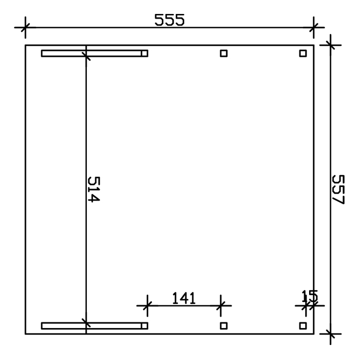 Skan Holz Flachdach-Carport Friesland 557 x 555 cm, Aluminium-Dachplatten, mit 2 Einfahrtsbogen