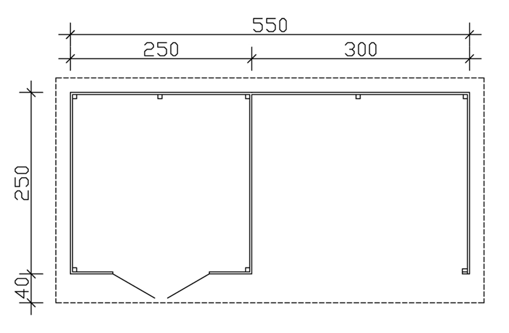 Skan Holz Gartenhaus Texel, 550 x 250 cm, 28 mm, schwedenrot