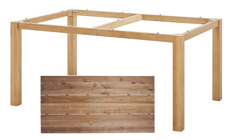 Diamond Garden Tisch San Marino, Premium Teak Natur/3 Planken, Recycled Teak Natur, 160 x 100 cm