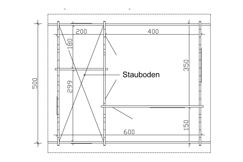 Skan Holz Gartenhaus Ontario, 600 x 500 cm, 45plus, unbehandelt