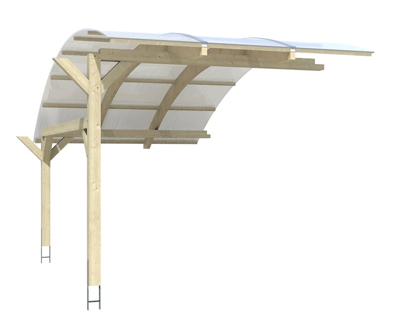 Stellplatzerweiterung für Skan Holz Runddach-Carport Schwaben, Leimholz, 299 x 630 cm