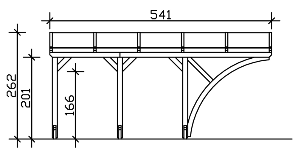 Skan Holz Wandanbau-Carport Eifel, Leimholz, 541 x 300 cm, 16 mm Doppelstegplatten