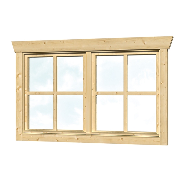 Skan Holz Dreh-Doppelfenster 2 x 57,5 x 70,5 cm für 28 mm Blockbohlen