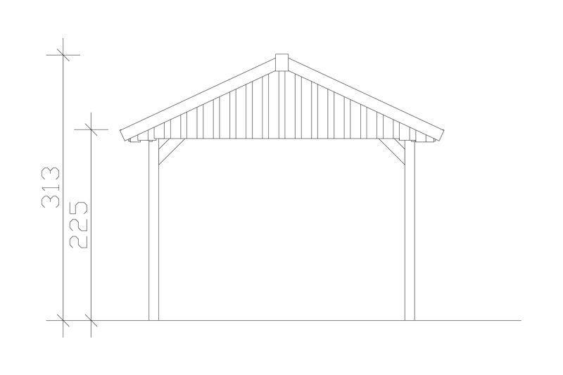 Skan Holz Satteldach-Carport Wallgau 380 x 600 cm, imprägniert