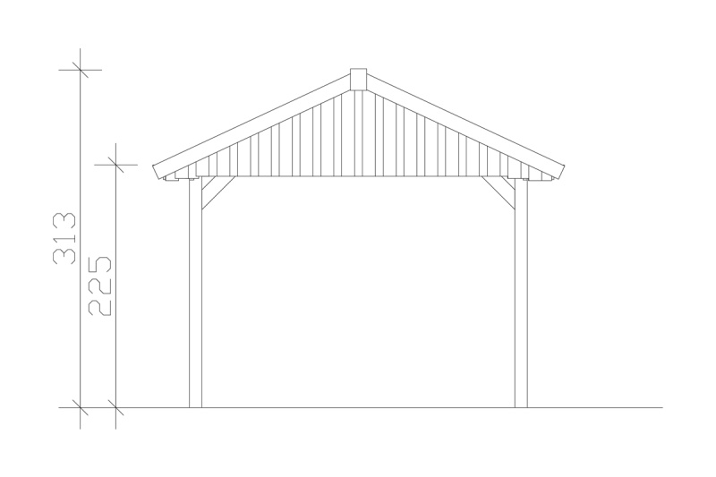 Skan Holz Satteldach-Carport Wallgau 380 x 750 cm, imprägniert