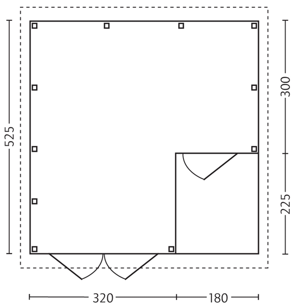 Skan Holz Holzgarage Varberg 2, 45 mm, 500 x 525 cm, schiefergrau/weiß