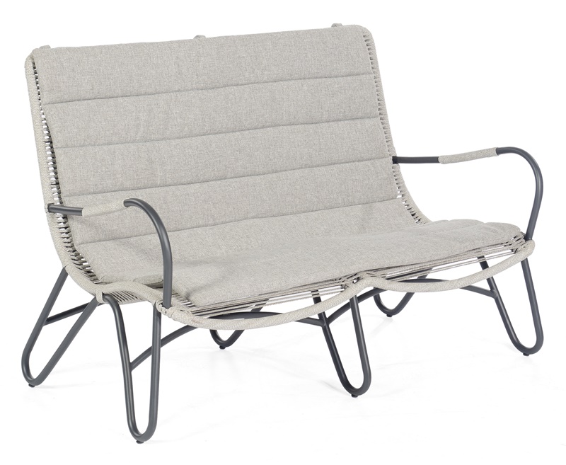 Sonnenpartner Lounge-Sofa Charité, Aluminium / Kunststoffgeflecht Polyrope silbergrau, inkl. Kissen