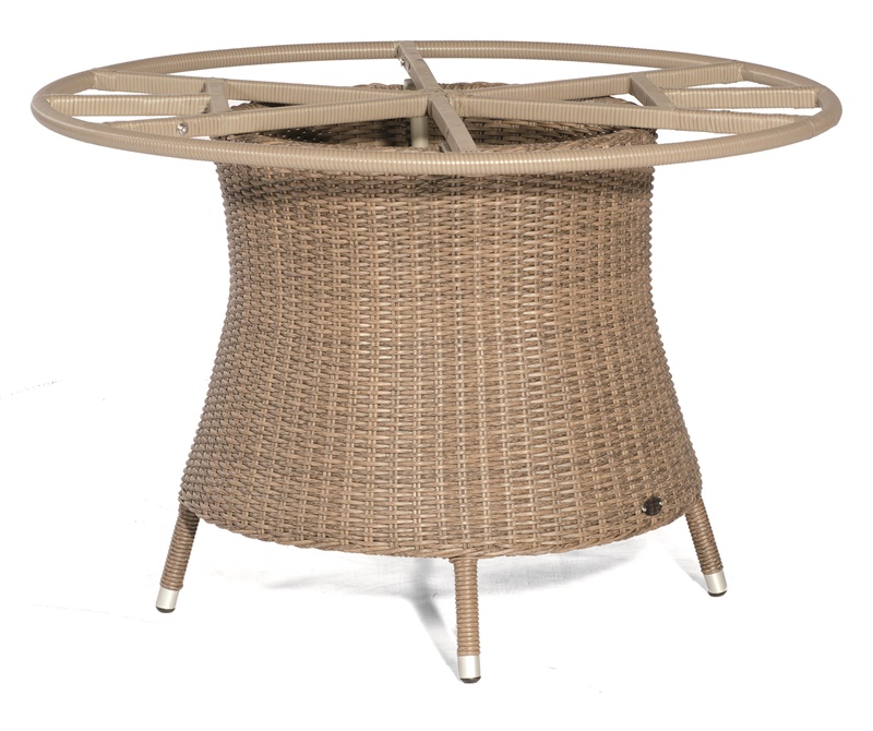 Sonnenpartner Tisch Base-Polyrattan rund, Aluminium / Kunststoffgeflecht rustic-stream, Ø 134 cm