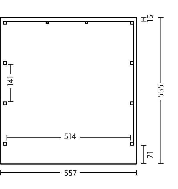 Skan Holz Flachdach-Carport Friesland 557 x 555 cm, Aluminium-Dachplatten, mit Seiten- und Rückwand