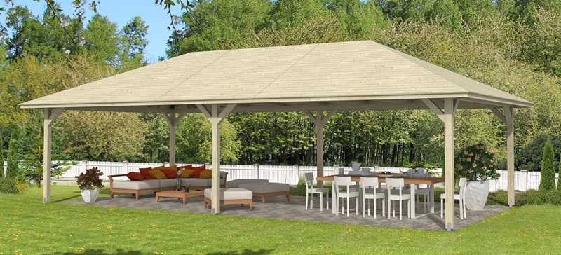 Skanholz_Pavillon_Orleans_Groesse_4fjmtePILiQ3e0 Abgebildeter Fußboden, Gartenmöbel und Dekoration nicht im Lieferumfang enthalten.