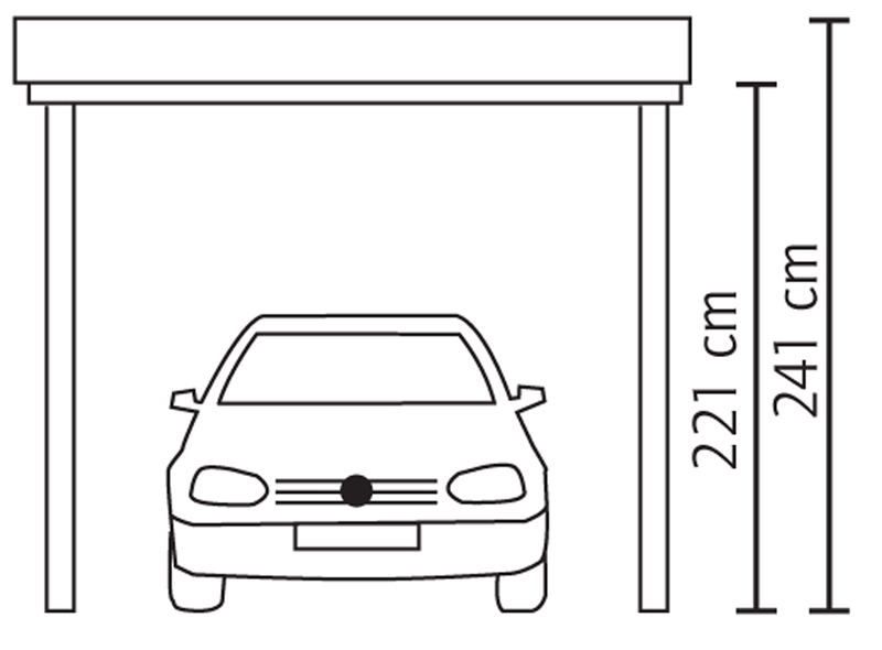 Skan Holz Flachdach-Carport Friesland 314 x 555 cm, imprägniert, Aluminium-Dachplatten