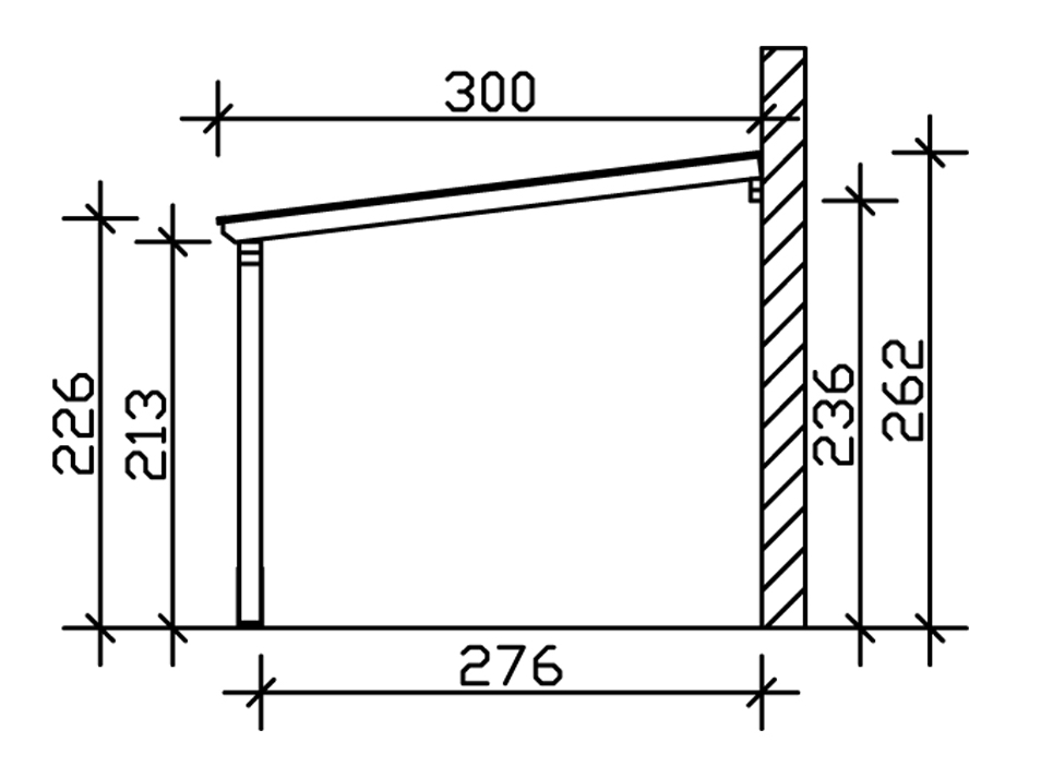 Skan Holz Wandanbau-Carport Vogtland, Leimholz, 541 x 300 cm, 16 mm Doppelstegplatten