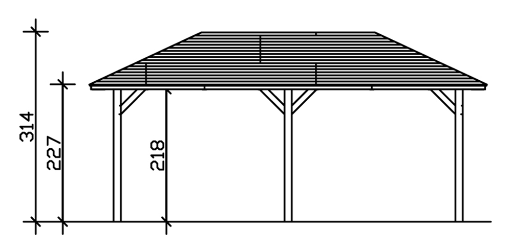 Skan Holz Zeltdach-Carport Taunus 374 x 656 cm, Leimholz