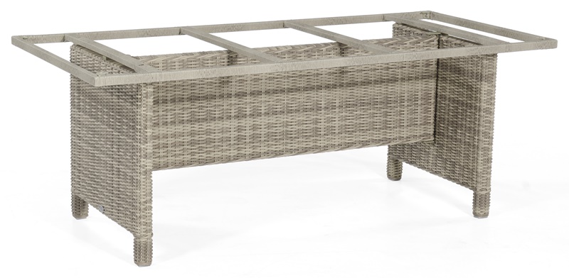 Sonnenpartner Tisch Base-Polyrattan, Aluminium / Kunststoffgeflecht white-coral, 200 x 100 cm