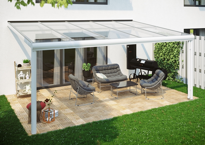 Skanholz_Terrassenueberdachung_Modena_Breite_541_weissB6Pk0YqG1BdP8 Abgebildete Gartenmöbel und Dekoration nicht im Lieferumfang enthalten.