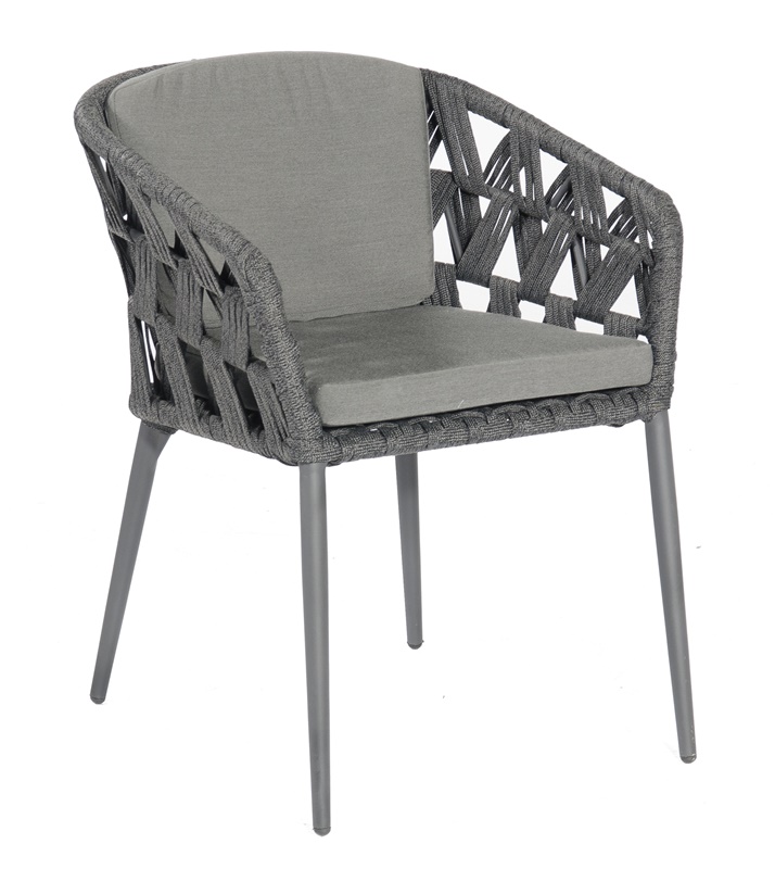 Sonnenpartner Sessel Fairmont, Aluminium / Kunststoffgeflecht Polyrope schwarz-grau, inkl. Kissen