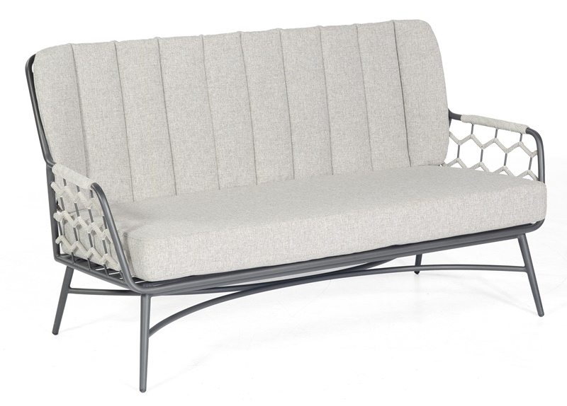 Sonnenpartner Lounge-Sofa Yale, Aluminium / Kunststoffgeflecht Polyrope silbergrau, inkl. Kissen