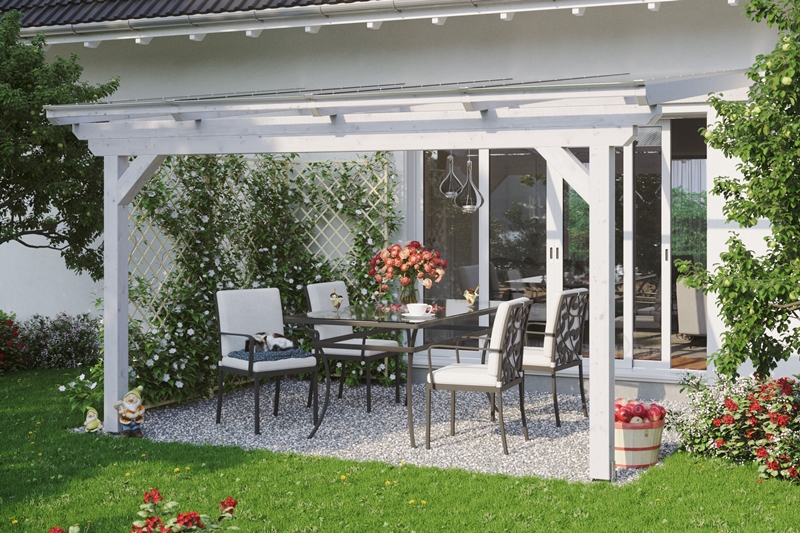 Abgebildete Gartenmöbel und Dekoration nicht im Lieferumfang enthalten.
