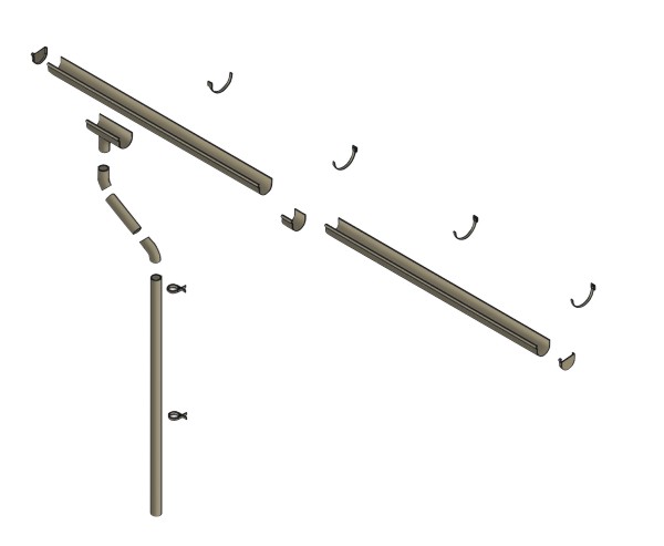 Skan Holz Kunststoff-Regenrinnen-2er-Set 600 cm Länge für Satteldachcarports