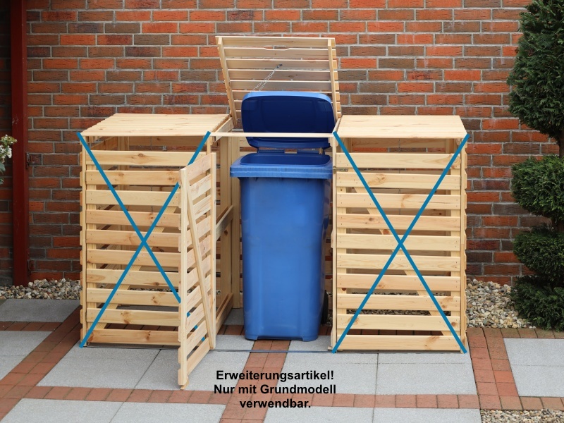 Promadino Erweiterungsbox für Mülltonnenbox Vario V, natur, Lärche