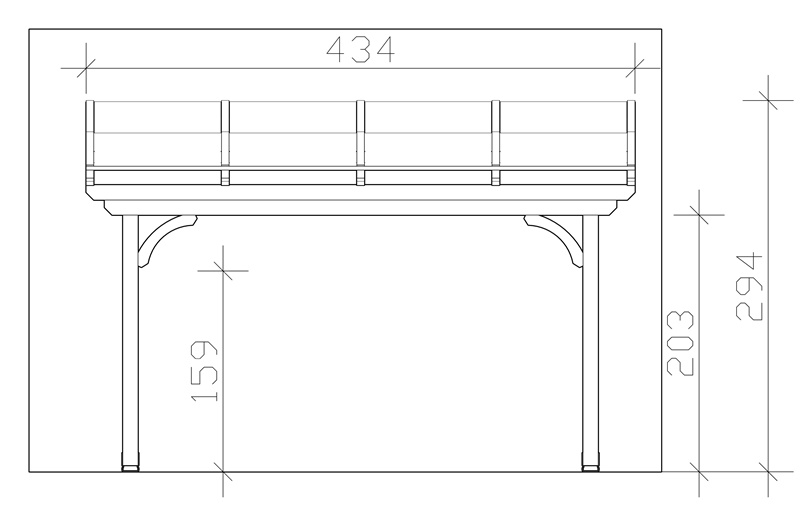 Skan Holz Terrassenüberdachung Verona 434 x 239 cm, Leimholz, Doppelstegplatten