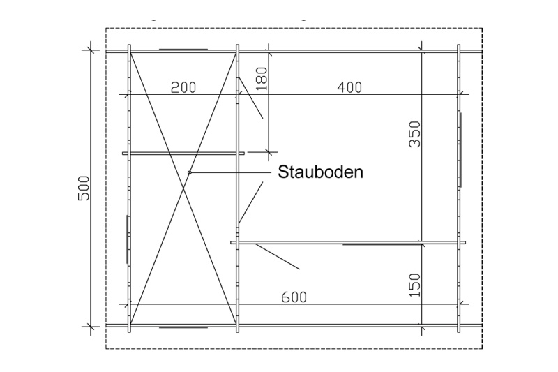 Skan Holz Gartenhaus St. Moritz, 600 x 500 cm, 45plus, unbehandelt