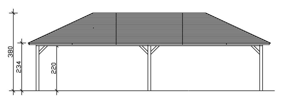 Skan Holz Zeltdach-Carport Taunus 1176 x 634 cm, Leimholz