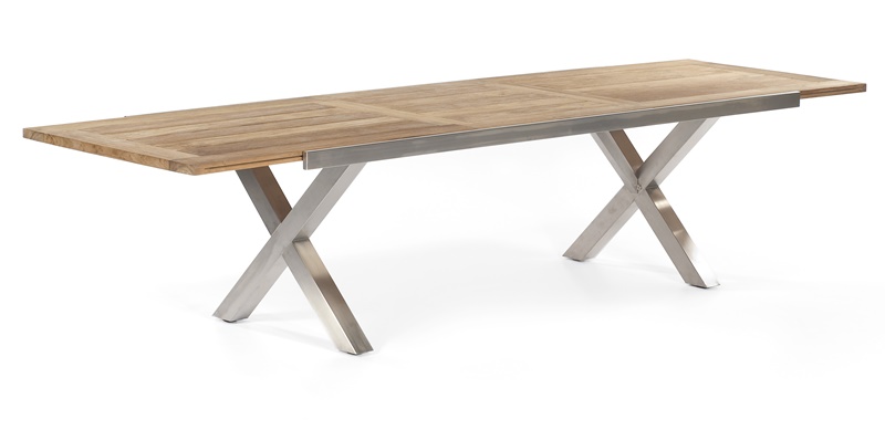 Sonnenpartner Ausziehtisch Spectra, Edelstahl / Old Teak Look, 245/331 x 100 cm