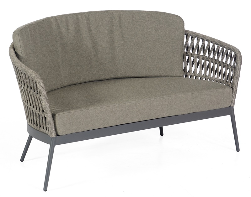 Sonnenpartner Lounge-Sofa Advokat, Aluminium anthrazit / Polyrope grau, inkl. Kissen