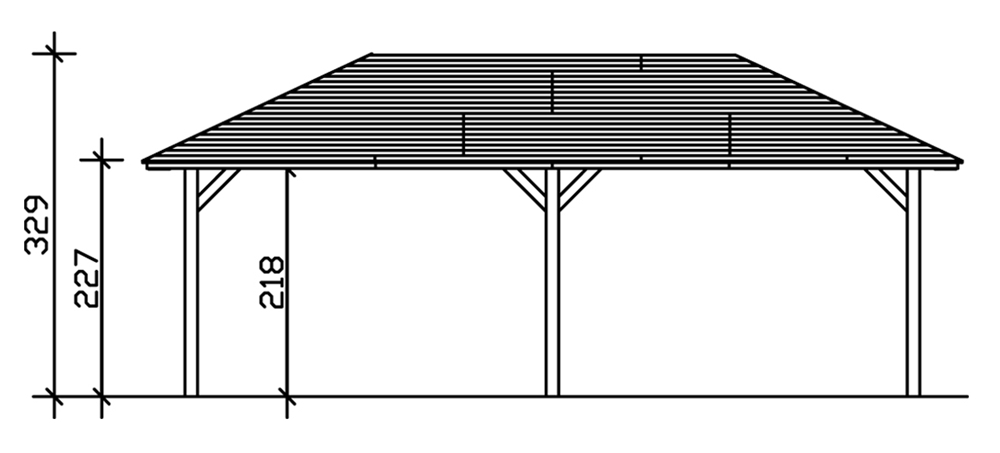 Skan Holz Zeltdach-Carport Taunus 439 x 786 cm, Leimholz