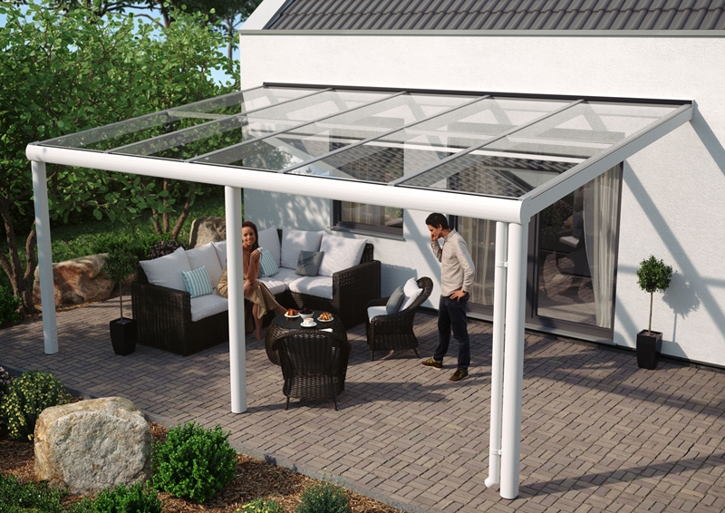 Skanholz_Terrassenueberdachung_Monza_Breite_541_weissXN3J4y7WojHXo Abgebildete Gartenmöbel und Dekoration nicht im Lieferumfang enthalten.