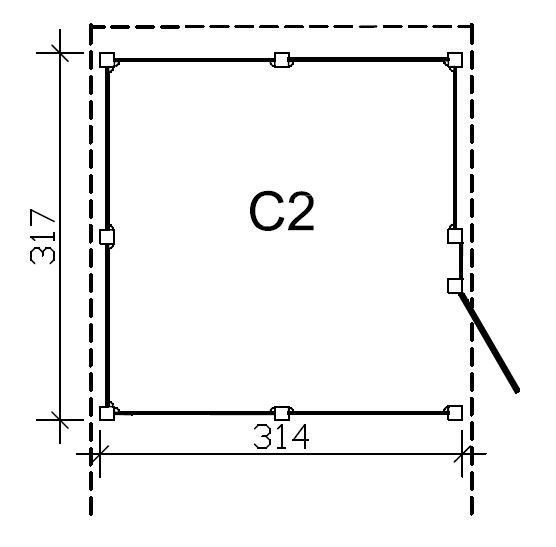 Skan Holz Abstellraum C2, impr. Nadelholz, Profilschalung, 314 x 317 cm