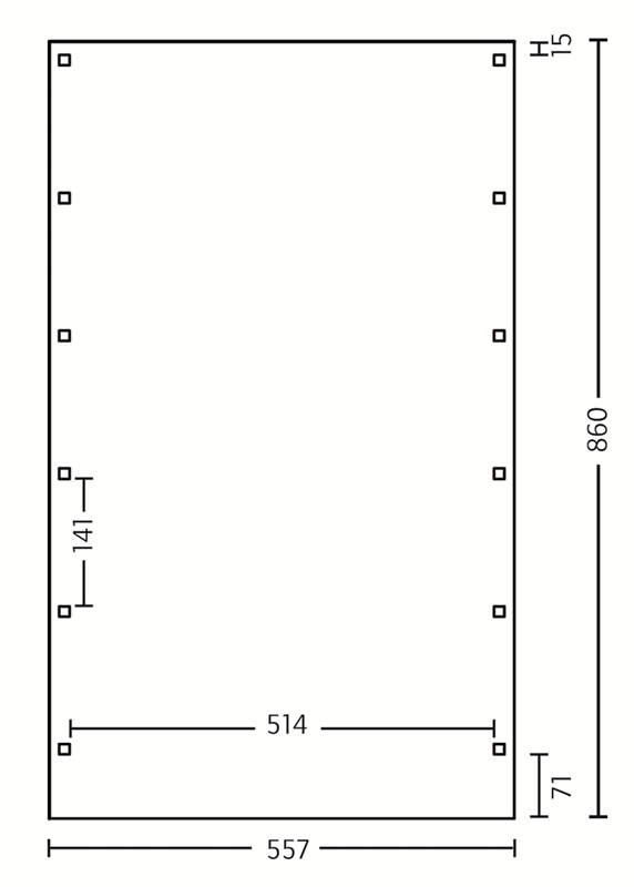 Skan Holz Flachdach-Carport Friesland 557 x 860 cm, imprägniert, Aluminium-Dachplatten