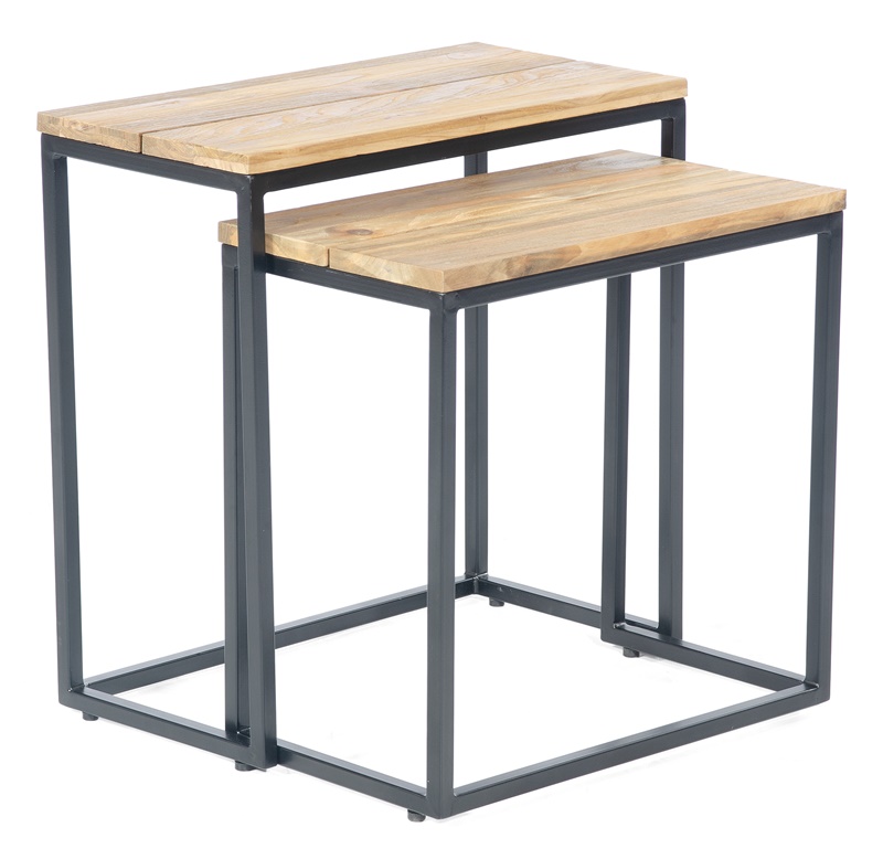 Sonnenpartner Deko-Tisch-Set Cambridge, Metall anthrazit / Old Teak, 60 x 30 / 55 x 35 cm