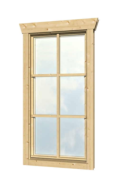 Skan Holz Dreh-Kipp-Einzelfenster 57,5 x 123,5 cm für 28 mm Blockbohlen, Anschlag rechts