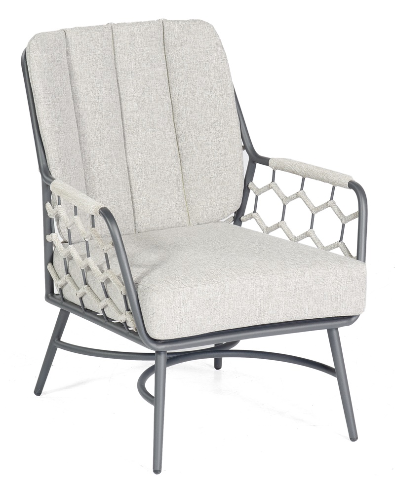 Sonnenpartner Lounge-Sessel Yale, Aluminium / Kunststoffgeflecht Polyrope silbergrau, inkl. Kissen