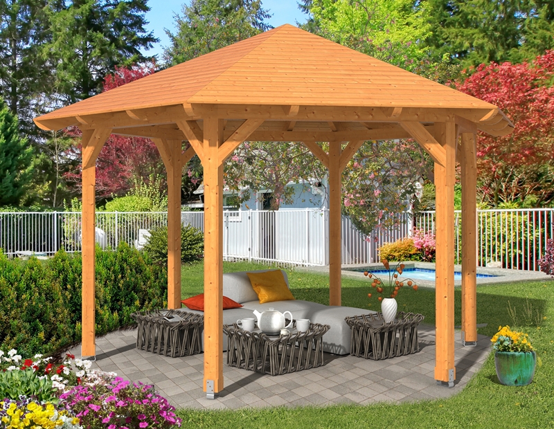 Skanholz_Pavillon_Colmar_Groesse_3SHJUw3X9xoylG Abgebildeter Fußboden, Gartenmöbel und Dekoration nicht im Lieferumfang enthalten.