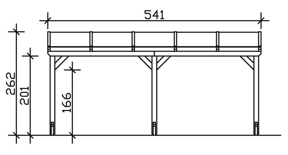 Skan Holz Wandanbau-Carport Vogtland, Leimholz, 541 x 300 cm, 16 mm Doppelstegplatten