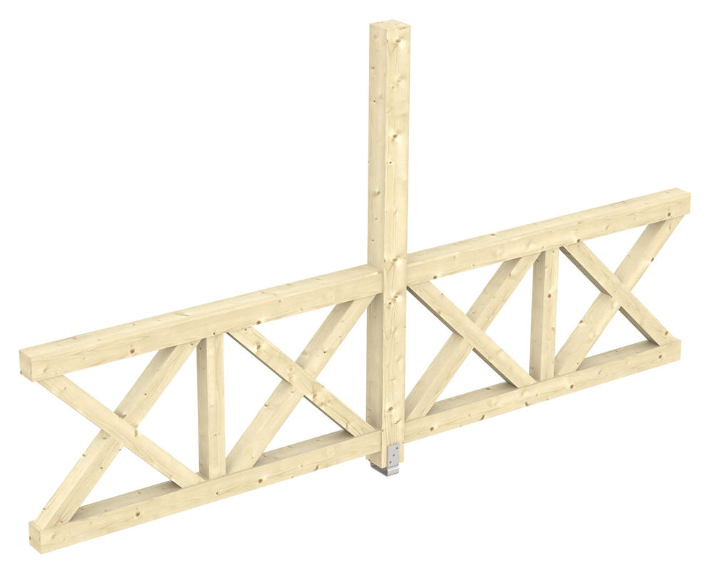 Skan Holz Seitenwand 343 x 210 cm, Andreaskreuz, für freistehende Leimholz-Terrassenüberdachungen