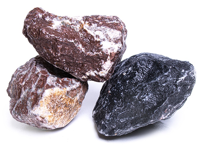 Gabionensteine / Bruchsteine Alpenmix, Körnung 60-150 mm, grau-rot-schwarz-weiß