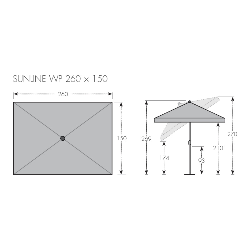 Sonnenschirm Doppler Sunline Waterproof 260 x 150 cm