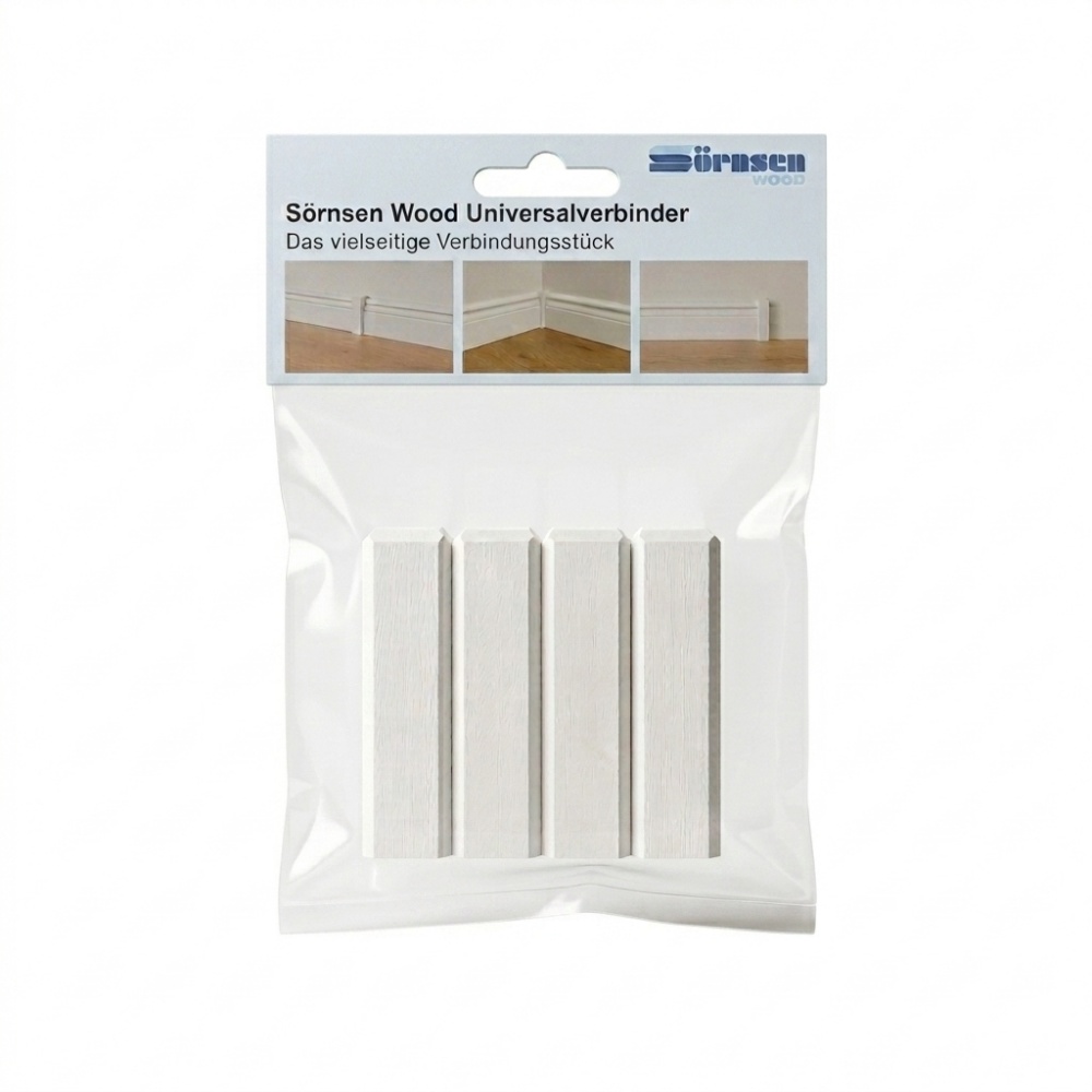 4x Universalverbinder, weiß, 18 x 18 x 65 mm, Sörnsen Wood