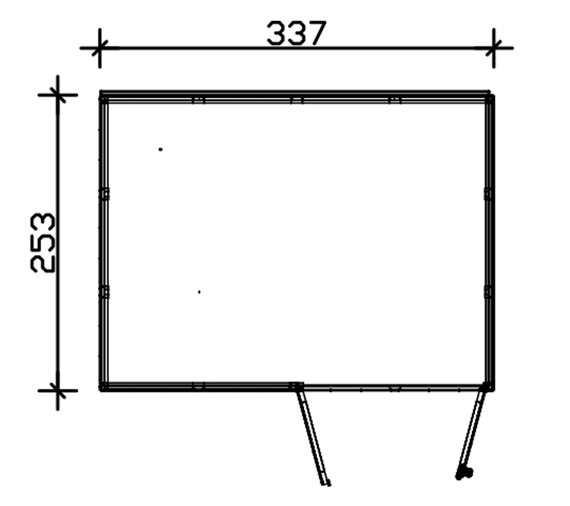 Skan Holz CrossCube-Haus Perth 4, 337 x 253 cm, schiefergrau/telegrau