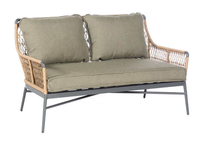 Sonnenpartner Lounge-Sofa Retro, Aluminium anthrazit / PE-Geflecht natural honey, inkl. Kissen