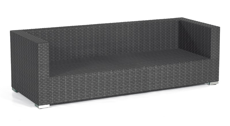 Sonnenpartner Lounge-Sofa Residence, 3-Sitzer, Aluminium / Kunststoffgeflecht graphit-schwarz
