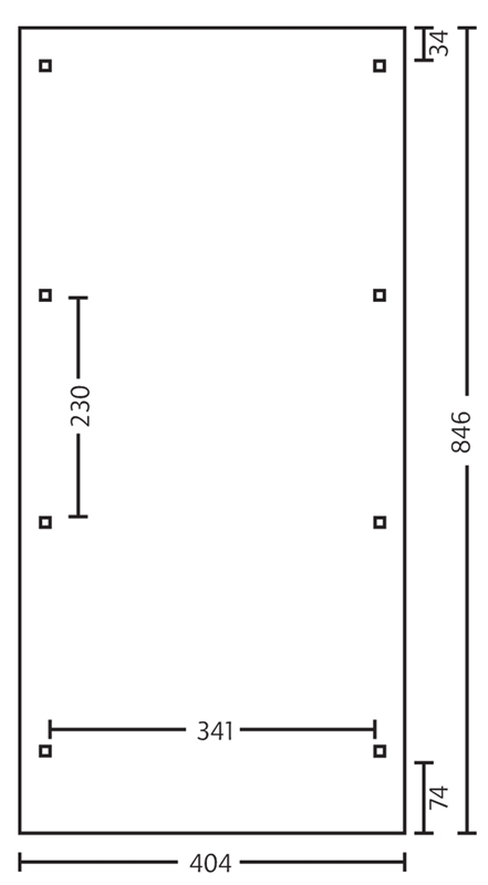 Skan Holz Flachdach-Carport Emsland, Leimholz, 404 x 846 cm, Aluminium-Dachplatten