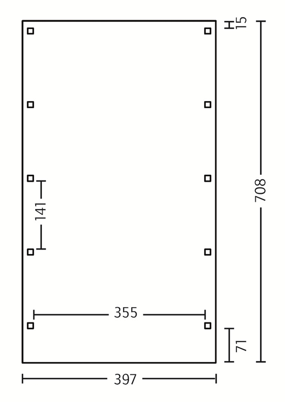 Skan Holz Flachdach-Carport Friesland 397 x 708 cm, imprägniert, Aluminium-Dachplatten