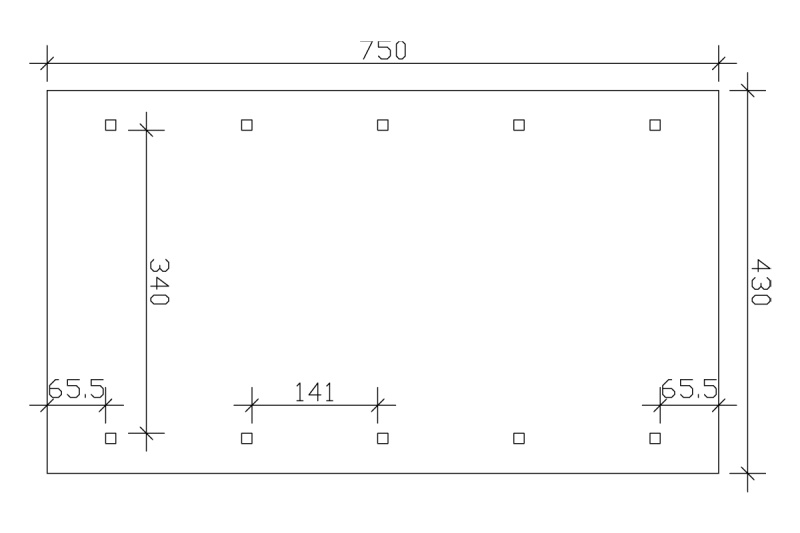 Skan Holz Satteldach-Carport Wallgau 430 x 750 cm, imprägniert