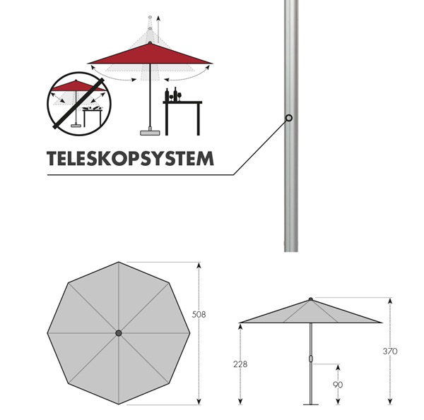 Sonnenschirm Doppler Telestar Ø 500 cm, ohne Volant