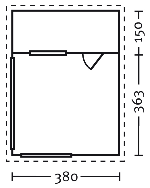 Skan Holz Gartenhaus Alicante 1, 380 x 513 cm, 28 mm, unbehandelt